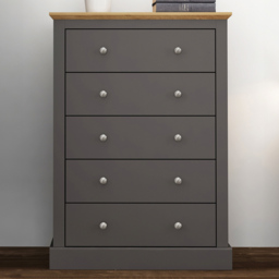 Devon 5 Drawer Charcoal Chest of Drawers - thumbnail 1