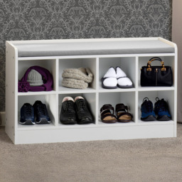 Seconique Portland White and Steel Fabric Shoe Bench