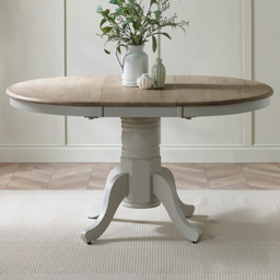 Furniturebox Fowey Light Grey and Limewash Effect 6 Seater Wooden Extendable Dining Table - thumbnail 1