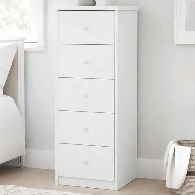 Core Products Erin White Finish 5 Drawer Narrow Chest of Drawers - image 1