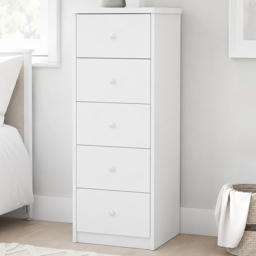 Core Products Erin White Finish 5 Drawer Narrow Chest of Drawers - thumbnail 1