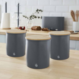 Swan 3 Piece Slate Grey Canisters - thumbnail 2