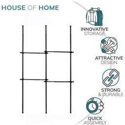 House of Home 2 Tier Double Telescopic Hanging Rail Adjustable Black Wardrobe - thumbnail 3