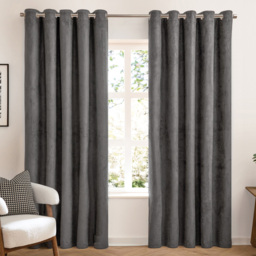 Furn Verso Reversible Suede-Look Blackout Eyelet Curtains Charcoal 229 x 137cm