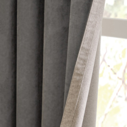 Furn Verso Reversible Suede-Look Blackout Eyelet Curtains Charcoal 229 x 137cm - thumbnail 2