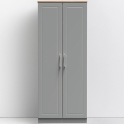 Crowndale Kent Ready Assembled 2 Door Dusk Grey and Bardolino Oak Wardrobe