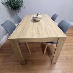 Kosy Koala 4 Seater Plastic Dining Table Set Oak Effect and Grey