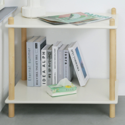 FurnitureHMD White and Natural 2 Tier Wood and MDF Large Bookshelf