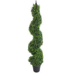 Leaf Spiral Topiary Boxwood Tower Artificial Tree in Pot with Metal Top 120cm - thumbnail 1