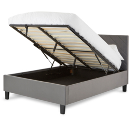 GFW Thea King Size Grey Velvet End Lift Ottoman Bed with Memory Pocket Mattress - thumbnail 3