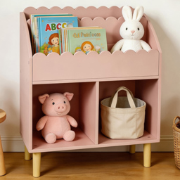 Kids Scallop Detailed Bookcase Pink