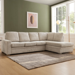 Home Detail Alcott 6 Seater Mocha Jumbo Cord Fabric Right Hand Corner Sofa - thumbnail 1