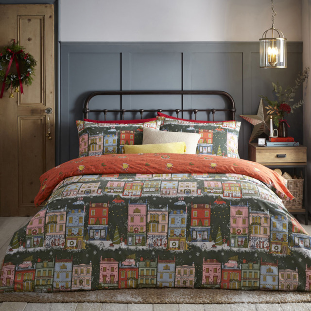furn. Green Double Christmas Spirit Reversible Duvet Cover Set - image 1