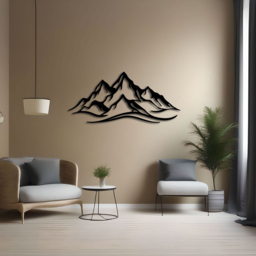 Decortie Mountain Range Textured Black Large Metal Wall Art - thumbnail 3