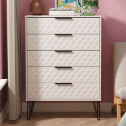 Crowndale Harlequin 5 Drawer Kashmir Matt Chest of Drawers Ready Assembled - thumbnail 1