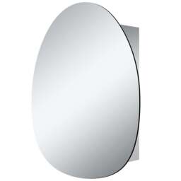 Denver Silver Oval Bathroom Mirror Cabinet - thumbnail 2