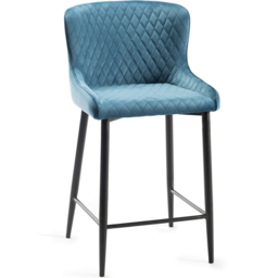Bentley Designs Cezanne Petrol Blue Velvet Fabric Upholstered Barstool Set of 2 - thumbnail 2