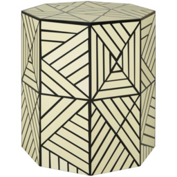 Premier Housewares Hassa Ivory and Black Resin Geometric Side Table - thumbnail 2