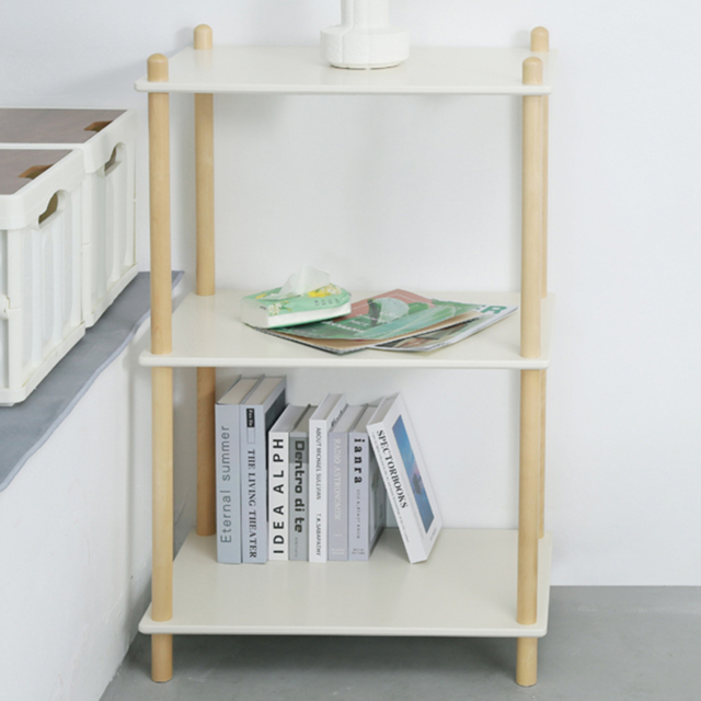 FurnitureHMD White and Natural 3 Tier Wood and MDF Large Bookshelf - image 1