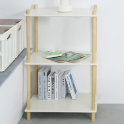 FurnitureHMD White and Natural 3 Tier Wood and MDF Large Bookshelf