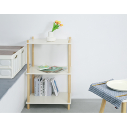 FurnitureHMD White and Natural 3 Tier Wood and MDF Large Bookshelf - thumbnail 3