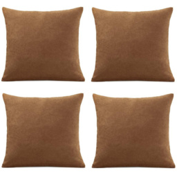 Alan Symonds Plain Velvet Chenille Tan Cushion with Polyester Filled Pad 45 x 45cm 4 Pack