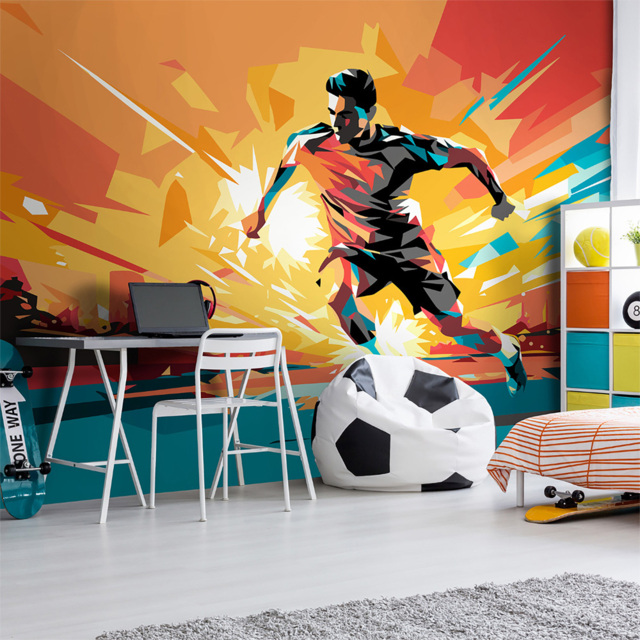 Origin Murals Football Player Abstract Landscape Orange Wall Mural - image 1