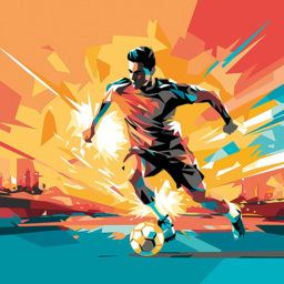 Origin Murals Football Player Abstract Landscape Orange Wall Mural - thumbnail 2