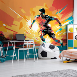 Origin Murals Football Player Abstract Landscape Orange Wall Mural