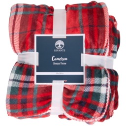 Divante Cameron Sherpa Red Check Throw 180 x 130cm
