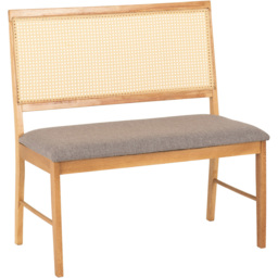 Seconique Ellis 2 Seater Grey Fabric Oak Effect Dining Bench - thumbnail 4