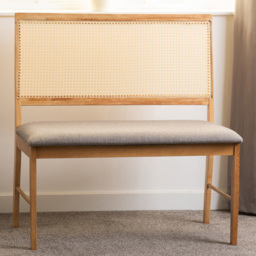 Seconique Ellis 2 Seater Grey Fabric Oak Effect Dining Bench