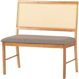 Seconique Ellis 2 Seater Grey Fabric Oak Effect Dining Bench - thumbnail 2