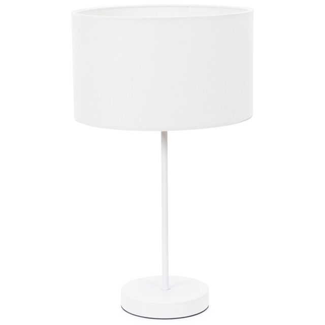 ValueLights Charlie White Table Lamp with Drum Shade and Bulb - image 1