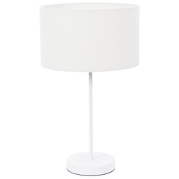 ValueLights Charlie White Table Lamp with Drum Shade and Bulb