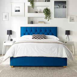 Catherine Lansfield Boutique King Size Navy Velvet Ottoman Bed