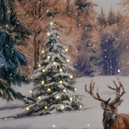 Samuel Alexander Warm and Twinkling White LED Family of Deers Canvas 40 x 40cm - thumbnail 4