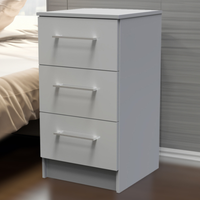Crowndale Worcester Uniform Grey and Dusk Grey 3 Drawer Bedside Cabinet Ready Assembled - image 1