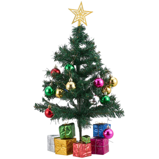 Living and Home Pre-Lit Mini Artificial Christmas Tree with Baubles and Gifts 50cm - image 1