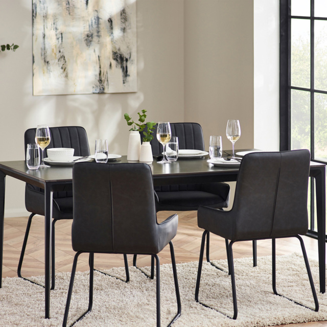 Julian Bowen Miami 4 Seater Rectangular Stone Top Dining Table Slate Grey - image 1