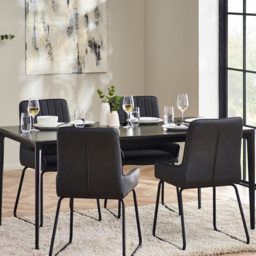 Julian Bowen Miami 4 Seater Rectangular Stone Top Dining Table Slate Grey - thumbnail 1