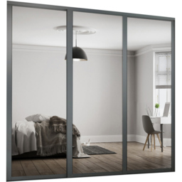 Spacepro Shaker 3 Door Graphite Frame Mirror Sliding Wardrobe Kit 1680mm