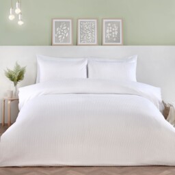 Pimlico White King Size Satin Stripe Duvet Set