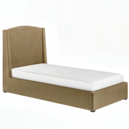 SOLACE+CO Blaine Sand Single Velvet Ottoman Bed with Winged Headboard - thumbnail 2