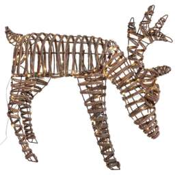 Charles Bentley Rattan Light Up Reindeer Small Christmas Decoration 60cm - thumbnail 2