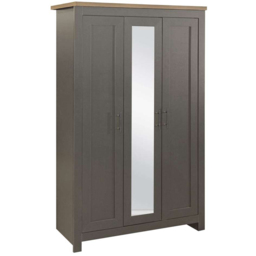 Birlea Highgate 3 Door Dark Grey and Oak Mirrored Wardrobe - thumbnail 2