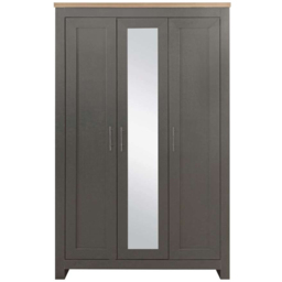 Birlea Highgate 3 Door Dark Grey and Oak Mirrored Wardrobe - thumbnail 3
