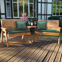 Charles Taylor 4 Seater Angled Bench Set with Green Cushions - thumbnail 1