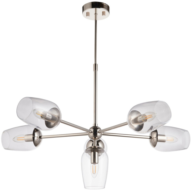 Merano Livorno Clear Glass Bright Nickel Plate Multi Arm Pendant Ceiling Light - image 1