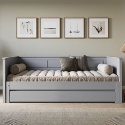 Noomi Erika Single Continental Grey Extending Guest Bed with Underbed Drawer - thumbnail 1